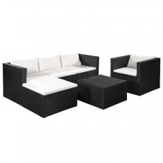 Set mobilier de gradina, 13 piese, poliratan, negru ?i alb crem foto