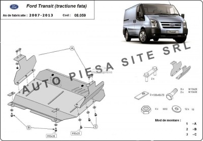 Scut metalic motor Ford Transit cu tractiune fata fabricat in perioada 2007 - 2013 APS-08,059 foto