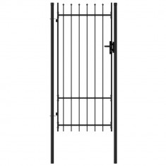 Poarta de gard cu o usa, varf ascutit, negru, 1 x 2 m, otel GartenMobel Dekor