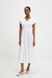 Answear Lab rochie culoarea alb, midi, evazată