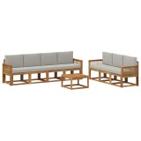 vidaXL Set de canapele de exterior 8 pcs Natural și gri deschis 3385057