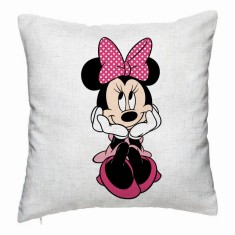 Perna Decorativa, Model copii Minnie Mouse, 40x40 cm, Alb Murdar, Husa Detasabila, Burduf foto