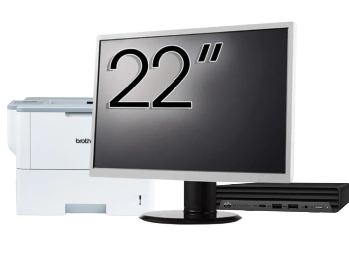 Pachet Calculator Second Hand HP EliteDesk 800 G6 Mini PC, Intel Core i5-10500T 2.30 - 3.80GHz, 8GB DDR4, 256GB SSD + Monitor 22&amp;quot; &amp; Imprimanta Br