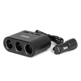Distribuitor priza bricheta auto cu incarcator AMiO 3 prize, 2x USB-A, 1x USB-C, 12V 24V, 120W, cablu 70 cm, pentru autoturisme, camioane, camper si
