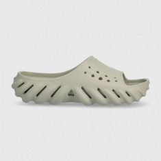 Crocs papuci Echo Slide femei, culoarea gri 208170