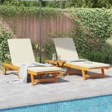 Șezlong cu pernă 3 pcs Maro 40 x 40 x 40cm Lemn masiv de acacia