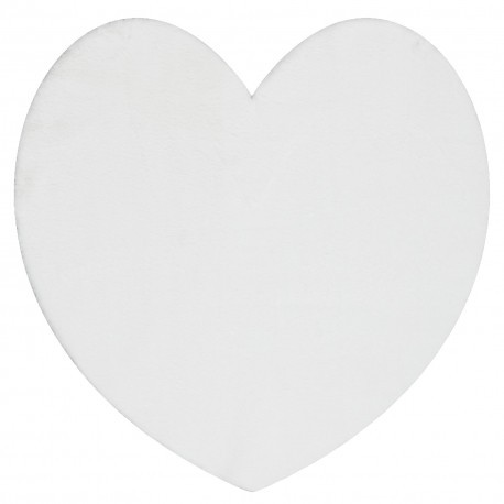 Covor lavabil modern SHAPE 3105 inima shaggy - fildeş, antiderapant, 80x80 cm