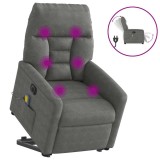 vidaXL Fotoliu masaj rabatabil electric cu ridicare, gri, microfibră