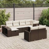 Gossi set canapele de gradina cu perne, 10 piese, maro, poliratan
