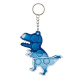 Breloc Pop It Dinozaur, Siliciu, Albastru, 9.5cm, Oem