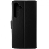 Husa tip carte cu stand Techsuit, aspect piele neagra, pentru Samsung Galaxy S24 FE 5G
