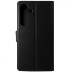 Husa tip carte cu stand Techsuit, aspect piele neagra, pentru Samsung Galaxy S24 FE 5G