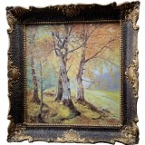 Cumpara ieftin Viorel Liviu Maga (n. 1946)-&quot;Mesteceni&quot;, pictură pe p&acirc;nză, Peisaje, Ulei, Realism