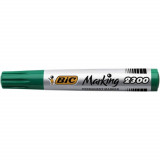 Marker Permanent BIC 2300, Varf Tesit de 3-5 mm, Cerneala Verde pe Baza de Alcool, Markere Permanente cu Varf Tesit, Marker Permanent Verde, Marker Pe