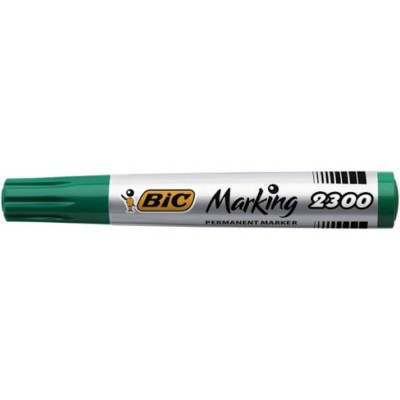 Marker Permanent BIC 2300, Varf Tesit de 3-5 mm, Cerneala Verde pe Baza de Alcool, Markere Permanente cu Varf Tesit, Marker Permanent Verde, Marker Pe foto