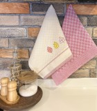 Set de 2 prosoape bucătărie, bumbac 100%, Odel Buldan , Romantic Pink