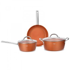 Set 3 vase cu acoperire antiaderenta, cratita, oala si tigaie din aluminiu Zass Gourmet ZG-ACS 04 - NOU