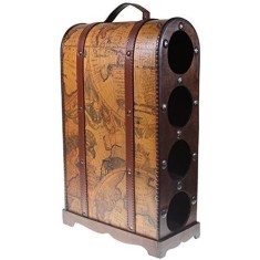 Suport de Vin din Lemn Decorat &ndash; Capacitate 6 Sticle WZ1674