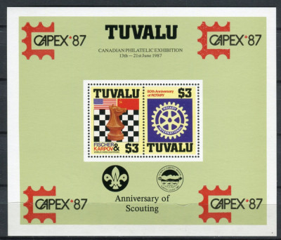 TUVALU 1987 SAH ROTARY SUPRATIPAR CAPEX COTA MICHEL 40 EURO foto