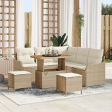 Set de sofa grădină 8 piese cu perne Bej Ratan polimer Acacia