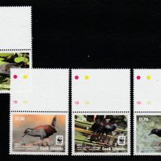 Cook Islands 2014-Fauna,WWF,Pasari,serie (partea I) 4 val.dant.,cu vigneta