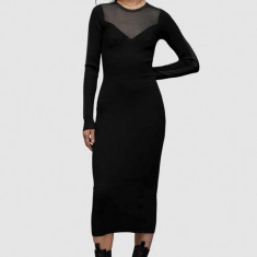 AllSaints rochie Flete culoarea negru, midi, mulata