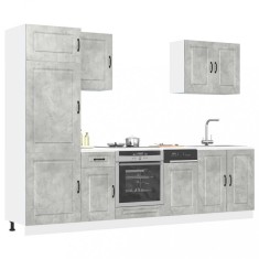 vidaXL Set dulapuri de bucătărie 7 piese &bdquo;Kalmar&rdquo; gri beton Lemn
