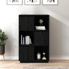 Gossi dulap inalt, negru, 74x35x117 cm, lemn masiv de pin