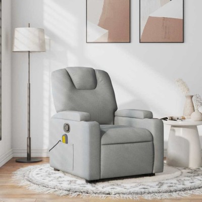 vidaXL Fotoliu de masaj rabatabil, gri deschis, textil foto