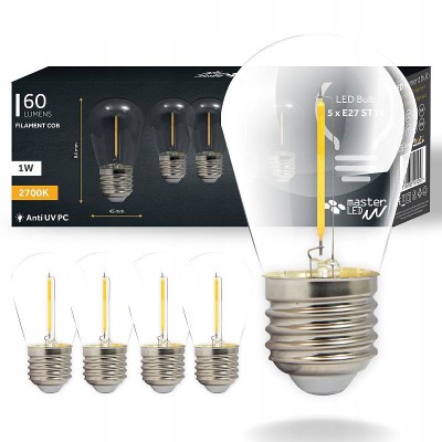 Bec LED COB, pentru ghirlande luminoase, E27, alb cald, 1W, 60 lm, set 5 bucati foto