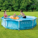 Piscina Intex Beachside Cadru Metalic, 305 x 76 cm, 4485L, Albastru, +6 ani