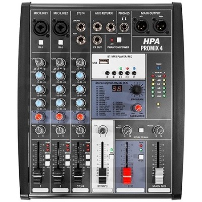 MIXER DIGITAL 4 CANALE 48V BT/USB/SD foto