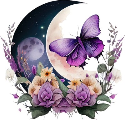 Sticker decorativ, Fluture, Mov, 62 cm, 1272STK-4 foto