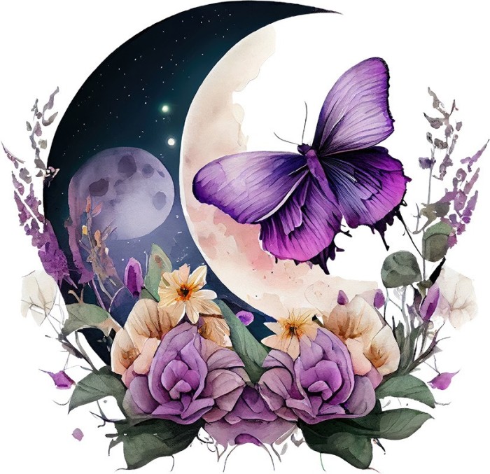 Sticker decorativ, Fluture, Mov, 62 cm, 1272STK-4