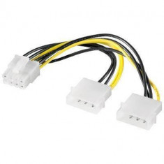 Cablu adaptor PCI express 8 pini la 2x Molex 5.25 0.15m pentru alimentare placa video Goobay