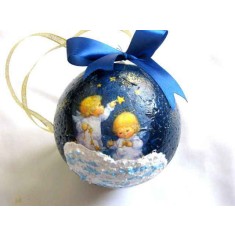 Glob cu ingeri de copii cu parul balai, decoratiune glob brad 29871