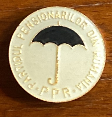 INSIGNA VECHE DE COLECTIE,PARTIDUL PENSIONARILOR DIN ROMANIA/INSIGNA DE COLECTIE foto