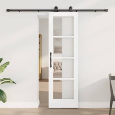 vidaXL Ușa glisantă Manual Alb 61 x 198.5 cm Lemn și metal