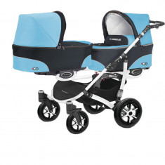 Carucior 3 in 1 pentru gemeni BabyActive Twinni CGBA-1A1, Albastru foto