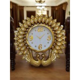 Ceas de perete auriu tip păuni 54 cm
