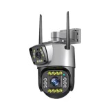 Camera supraveghere dubla, IP wireless, 2 lentile comunicare bidirectional, cu aplicatie pentru Android, IOS si PC, gri/negru