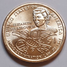 Monedă 1 Dollar 2020 USA , Sacagawea, Anti-Discrimination Law 1945, unc, P/D