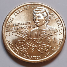 Monedă 1 Dollar 2020 USA , Sacagawea, Anti-Discrimination Law 1945, unc, P/D