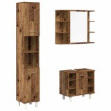 Set mobilier de baie, 3 piese, lemn vechi, lemn prelucrat