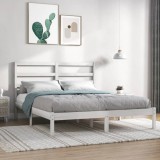 VidaXL Cadru de pat fără saltea, alb, 140x190 cm, lemn masiv de pin 3104914