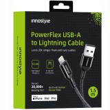 Innostyle Powerflex Usb Lightning Mfi Cablu De &Icirc;ncărcare Rapidă Pentru Iphone Kevlar 2M Negru