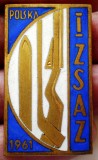 I.930 INSIGNA POLONIA SKI SCHI HOCHEI HOCKEY TIR 1961 h43mm email