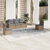 Cumpara ieftin Set canapele de grădină cu perne, 5 piese, bej, poliratan