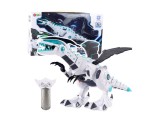 Dinozaur robot cu telecomanda RC, efecte sonore si luminoase, alb, Lean 23279