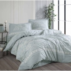 Lenjerie de pat din bumbac 100%, Clasy, pentru pat dublu, model Devlin Mint